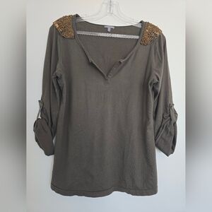 Charlotte Russe Metallic Beaded Shoulder Applique in Bronze